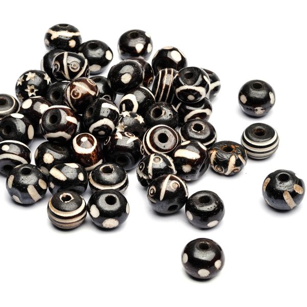 Pearl unlimited round batik bone beads 12 mm 20 bags