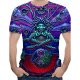 Men large size cotton T-shirt, 3D, animal print round neck