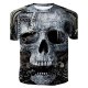 Men cotton T-shirt, 3D, skull print round neck