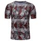 Men cotton T-shirt, color block, pattern patchwork, print round neck