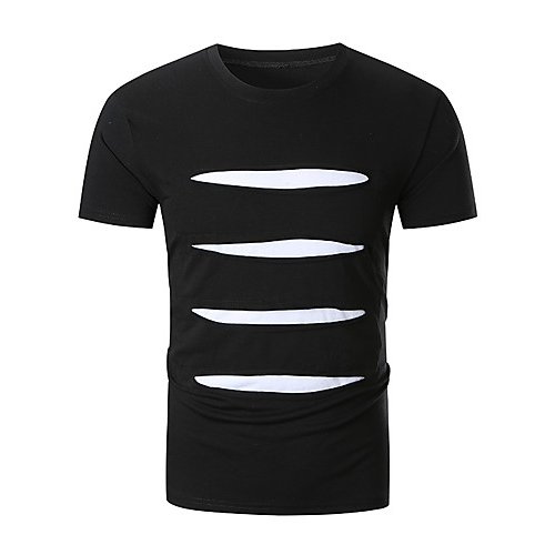 Men casual base cotton T-shirt, solid color, colorblock patchwork round neck, short sleeves