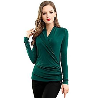 Women's long-sleeved pullover top port green