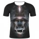 Men activities, party casual fashion, large size cotton t-shirt, stripes, 3D, animal print round neck