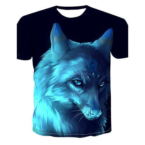 Men casual, everyday fashion, elegant large size T-shirt, geometric, 3D, animal print crew neck, short sleeves