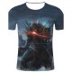 Men sports and chic, exaggerated large size cotton T-shirt, 3D, graphics, animal print round neck, short sleeves