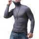 The basic solid color men's long-sleeved high-necked T-shirt Slim large dark gray