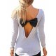 Women's sexy halter bow tie long-sleeved T-shirt shirt blouse