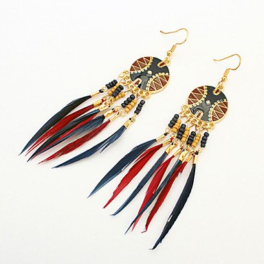 Women tassel earrings, resin, leaves, retro, red, blue, rainbow daily casual