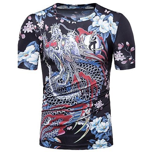 Men casual everyday wear basic t-shirt, 3D, animal print round neck, short sleeves