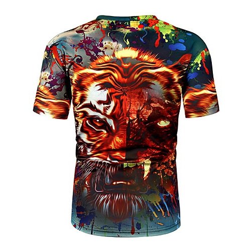 Men daily wear T-shirt, animal round neck, short sleeves