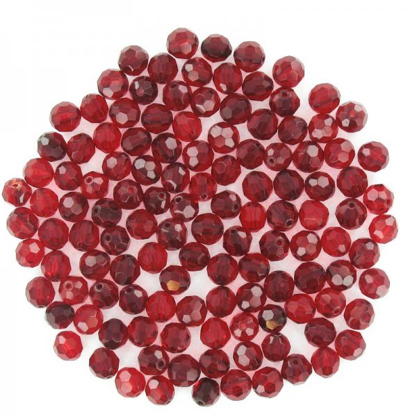 Crystal faceted round beads red