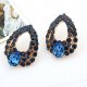 Woman crystal earrings, cubic zirconia luxurious blue