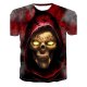 Men T-shirt, color block, 3D, skull print round neck