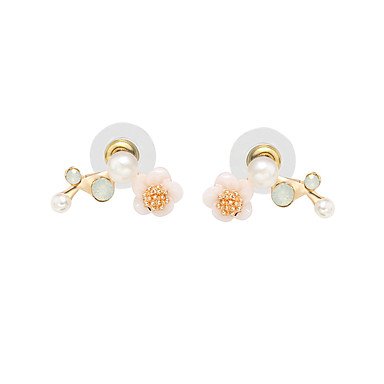 Women Zircon earrings imitation pearl earrings zircon flower