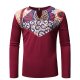 Men cotton T-shirt, patchwork V-neck