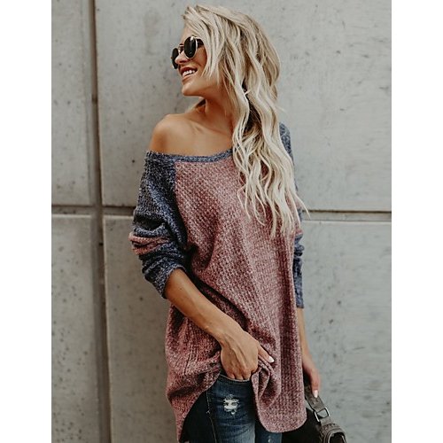 Women's T-shirt, plaid round neck