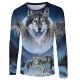 Men casual, basic daily, chic T-shirt, color matching, 3D, animal print round neck, long sleeves