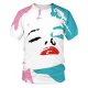 Men casual, basic daily, chic T-shirt, color block, 3D, portrait print round neck, short sleeves