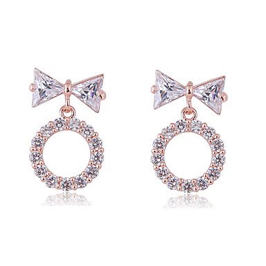 Female zircon earrings hollow bow lady beauty fashion elegant earrings