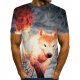 Men fashion, T-shirt, color block, 3D, animal print round neck, short sleeves