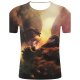 Men sports and chic, exaggerated large size cotton T-shirt, 3D, graphics, animal print round neck, short sleeves