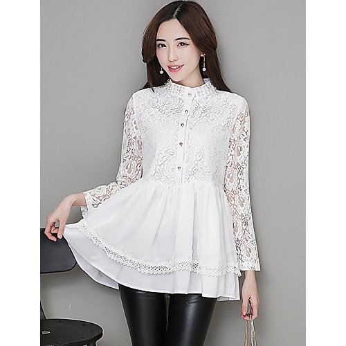 Women chic and modern lace T-shirt, solid color bracket season