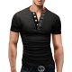 Men daily basic T-shirt, solid color V-neck