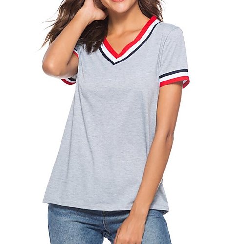 Slim women go out T-shirt, V-neck color