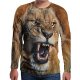 Men daily holiday, size T-shirt, solid color, 3D, animal print round neck, long sleeves