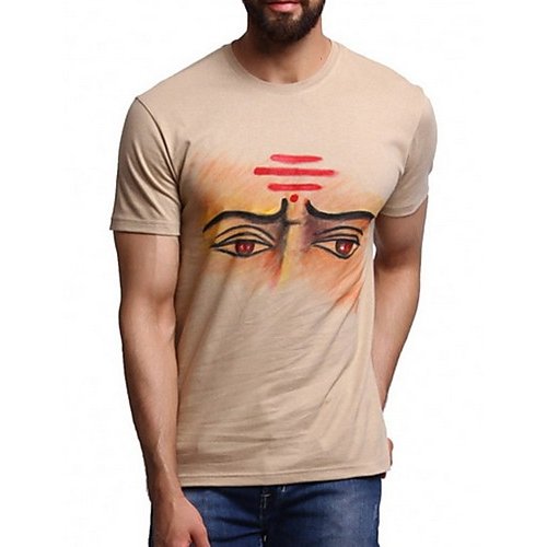 Men large size T-shirt, graphic round neck