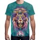 Men Daily Weekend chic, exaggerated T-shirt, color matching, animal lion, printed crew neck, short sleeves