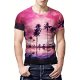 Men wear basic T-shirts everyday, graphic print round neck, short sleeves