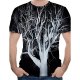 Men large size cotton T-shirt, tree, leaf print round neck