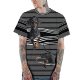 Men daily casual basics, stylish large size slim T-shirt, stripes, 3D, animal print round neck, short sleeves