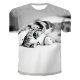 Men T-shirt, color block, 3D, animal print round neck