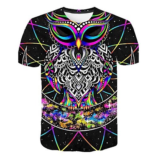 Men Daily Basic Large Size T-Shirt, 3D, Animal Printed Round Neck, Short Sleeve