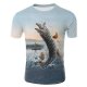 Men cotton T-shirt, 3D, animal print round neck