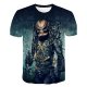 Men daily exaggerated large size T-shirt, skull print round neck, short sleeves