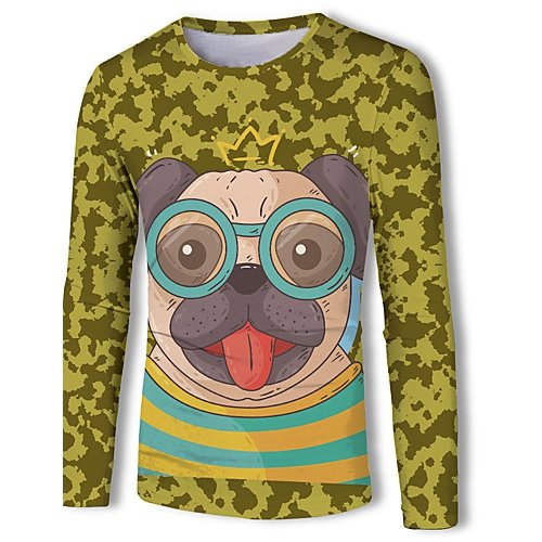 Men casual basic T-shirt, animal dog, print