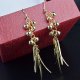 Female hollow fringed long earrings, leaf tassels, fashion titanium steel Casual