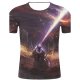 Men sports and chic, exaggerated large size cotton T-shirt, 3D, graphics, animal print round neck, short sleeves