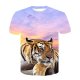 Men everyday fashion, punk gothic T-shirt, 3D, animal tiger, printed crew neck, short sleeves