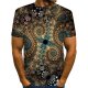 Men chic, exaggerated T-shirt, color matching, 3D, patterned print crew neck, short sleeves