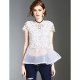 Women go out to the beach street chic T-shirt, solid color lace