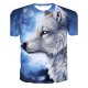 Men Casual Punk & Gothic Cotton T-Shirt, 3D, Animal Printed Round Neck, Short Sleeve