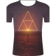 Men sports and casual chic, cotton T-shirt, geometry, 3D, graphic print round neck