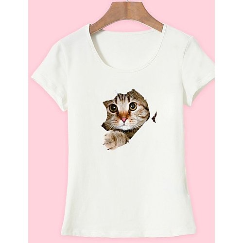 Women Basic T-shirt, Animals Cat, print