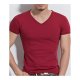 Men Basic T-shirt, solid color V-neck, short-sleeved