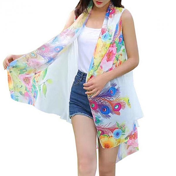 Women fashion sun protection clothing chiffon shawl wrap scarves Summer Beach T-shirt shirt