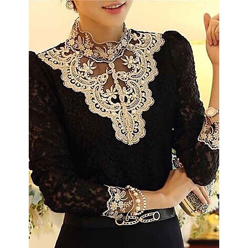 Women blouses lace, patchwork black and white, lace holder